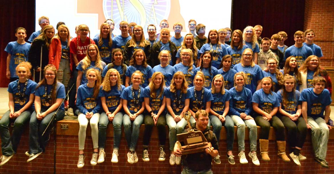 Pictured is the Hartington-Newcastle cast and crew that won the Class C2 State Championship in One Act. It was one of three state championships for the school this year and helped seal the NSAA Cup for Class C.